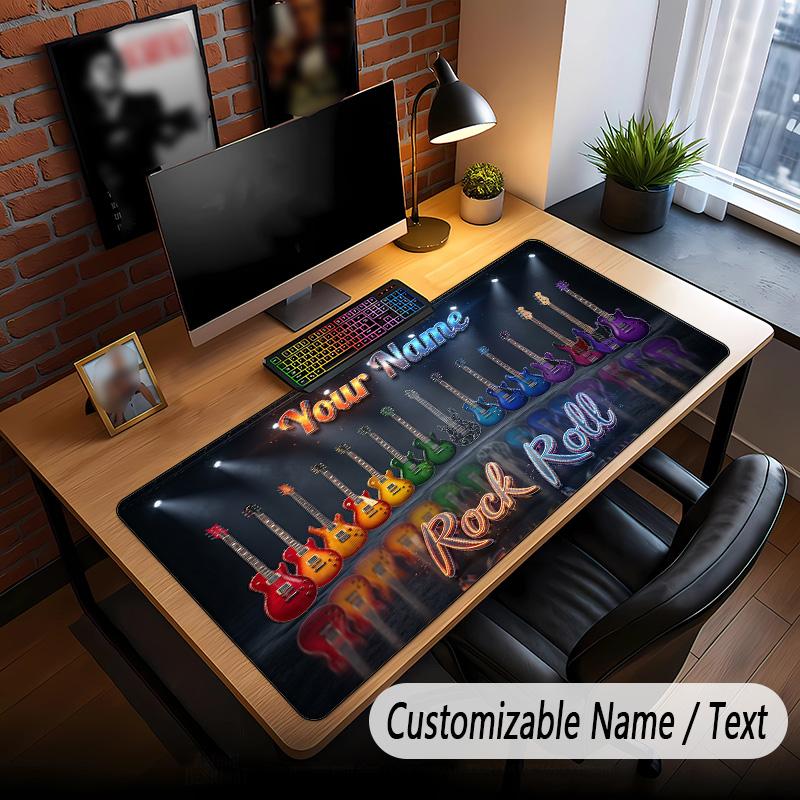 Music Guitar Theme Custom Mouse Pad Personalized With Name Text Customized Desk Mat For Office Home Decor