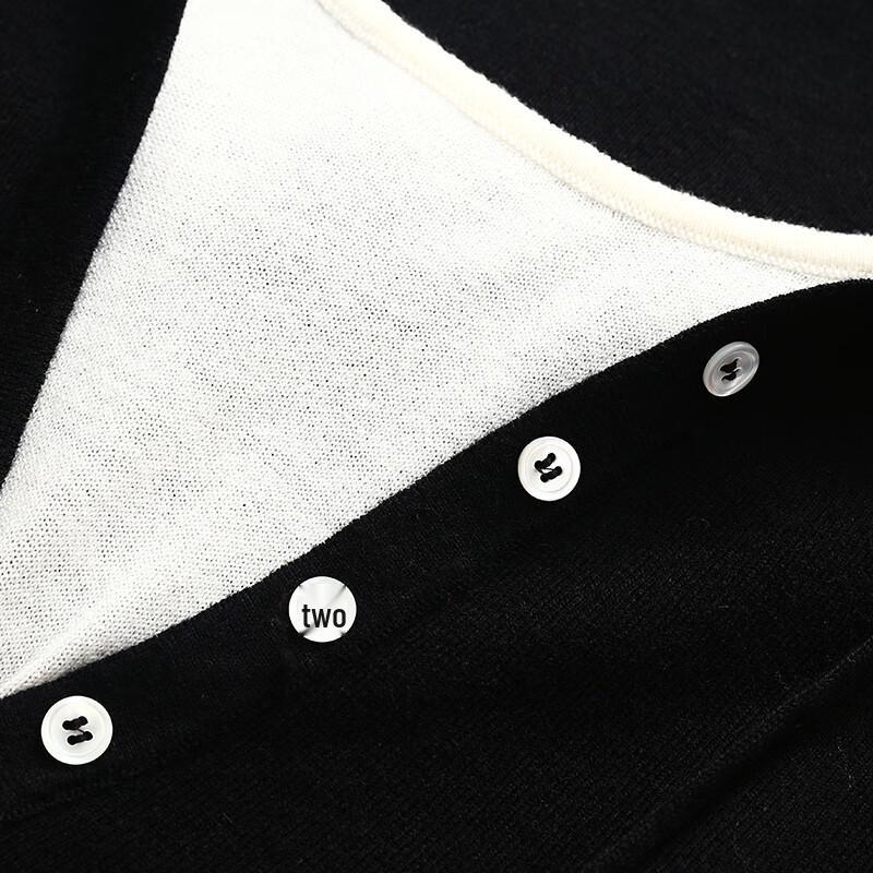 Ta Tu Faux Two-Piece Color Block V-Neck Knit Sweater