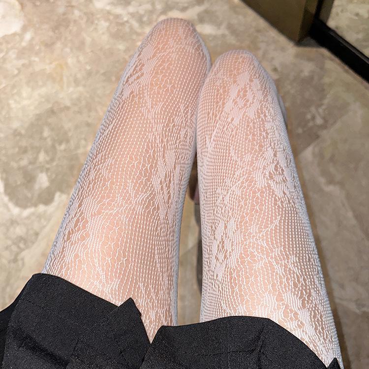 Women's Sheer Fishnet Stockings - Polka Dot & Heart Pattern, Sexy Black & White Options, Large Sizes Available for Spring & Autumn