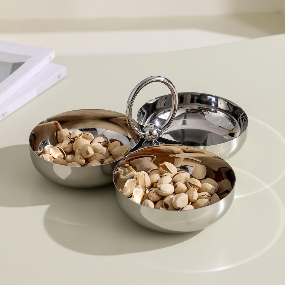 304 stainless steel dried fruit plate household tea table zero food bowl creative nut plate fruit plate dining table ornament
