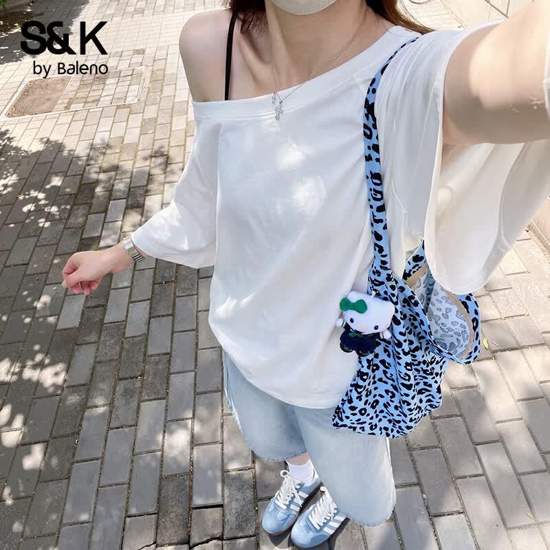 Baleno Women s Asymmetrical Shoulder Short Sleeve T-Shirt S