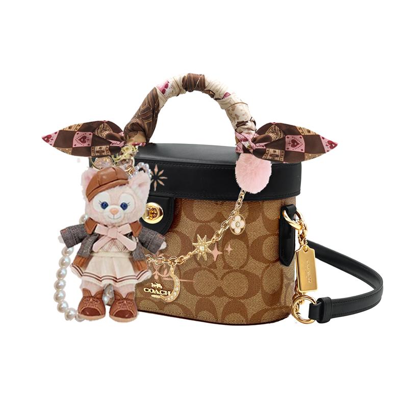 Coach Handbag [Customized Bag] Kay 20 Brown Bear Fashion Retro Classic Full Print Logo Hand-painted Sweet Rabbit Ornament Shirley Rose Berlin Girl