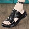 Slippers men's 2025 summer new open-toed leather slippers men's casual fashion wading beach cool slippers tide