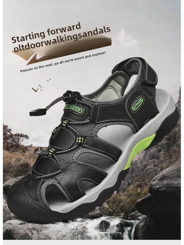 Men's Cross-Border Large Leather Outdoor River Sandals