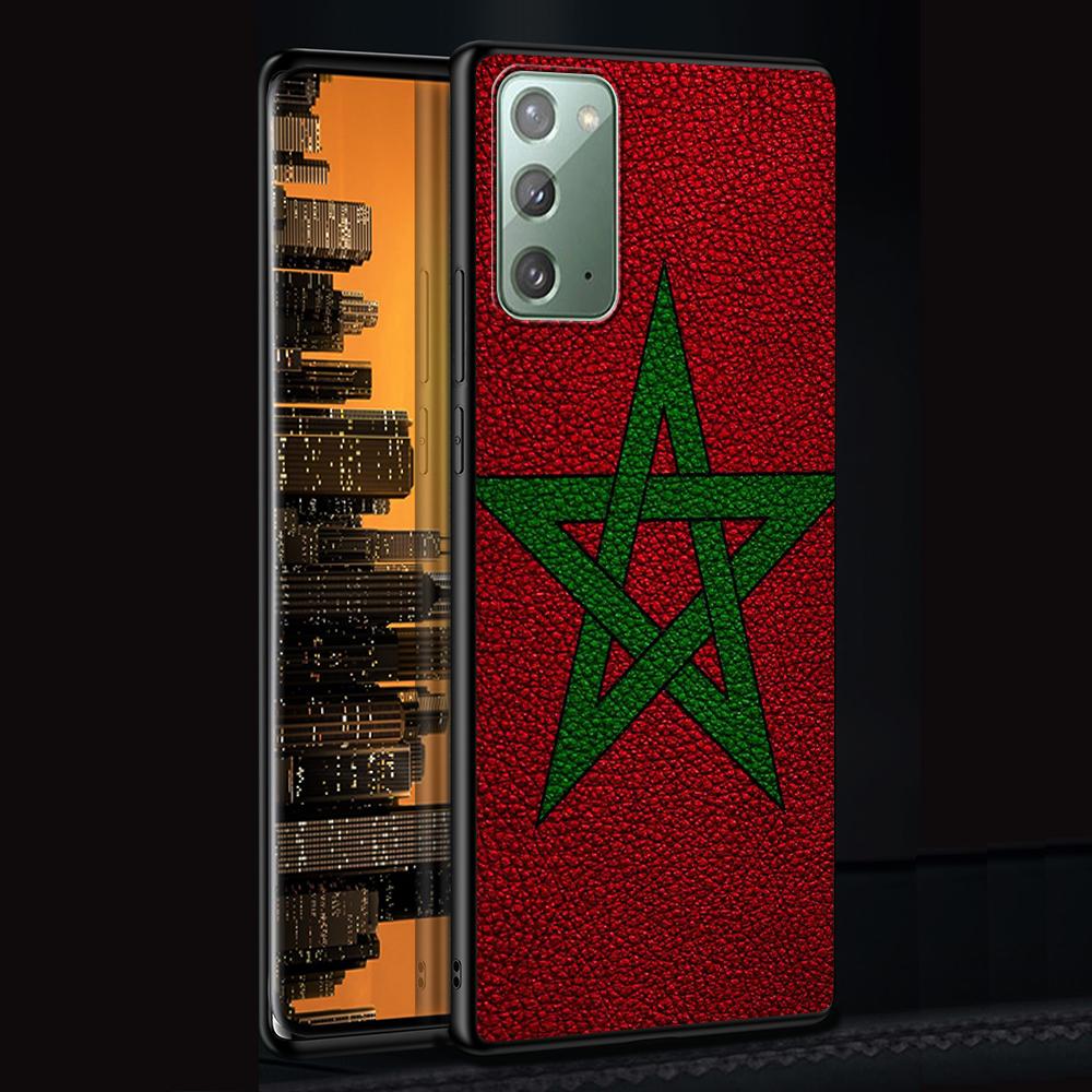 Morocco Flag Case for Samsung Galaxy Note 20 Ultra 10 Lite 9 8 A53 A52 A12 S22 S21 FE S20 Plus Silicone Black Phone Cover