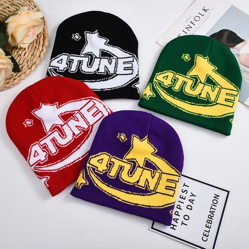 Elastic Beanies Cap Thickened Jacquard Hat Fashion Knitted Hat  Men Women