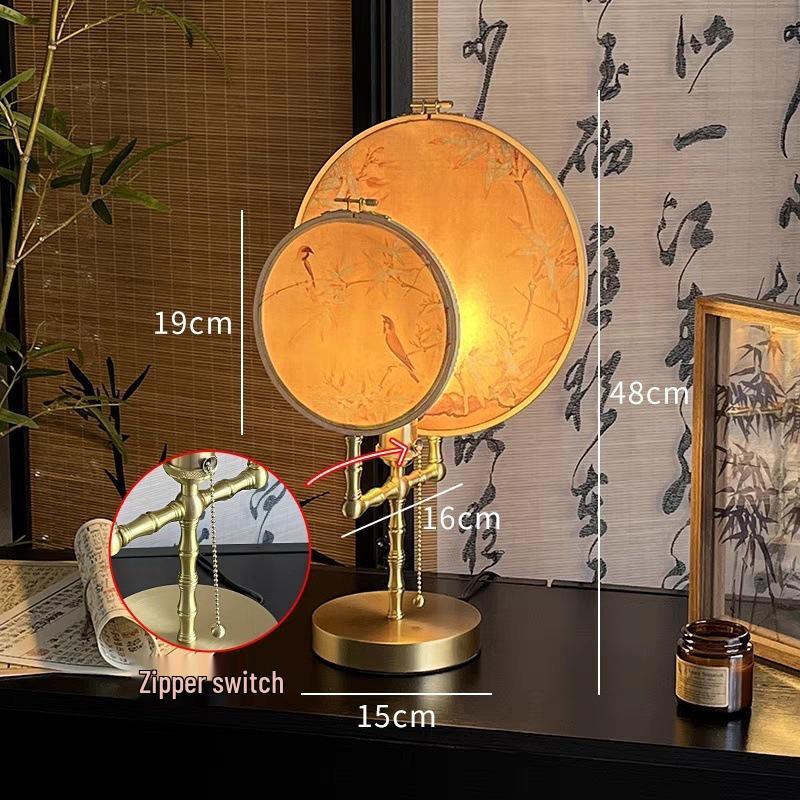 Retro Chinesische Tischlampe für Schlafzimmer und Arbeitszimmer – Dekorative Runde Fächerleuchte mit Kostenlosem Versand