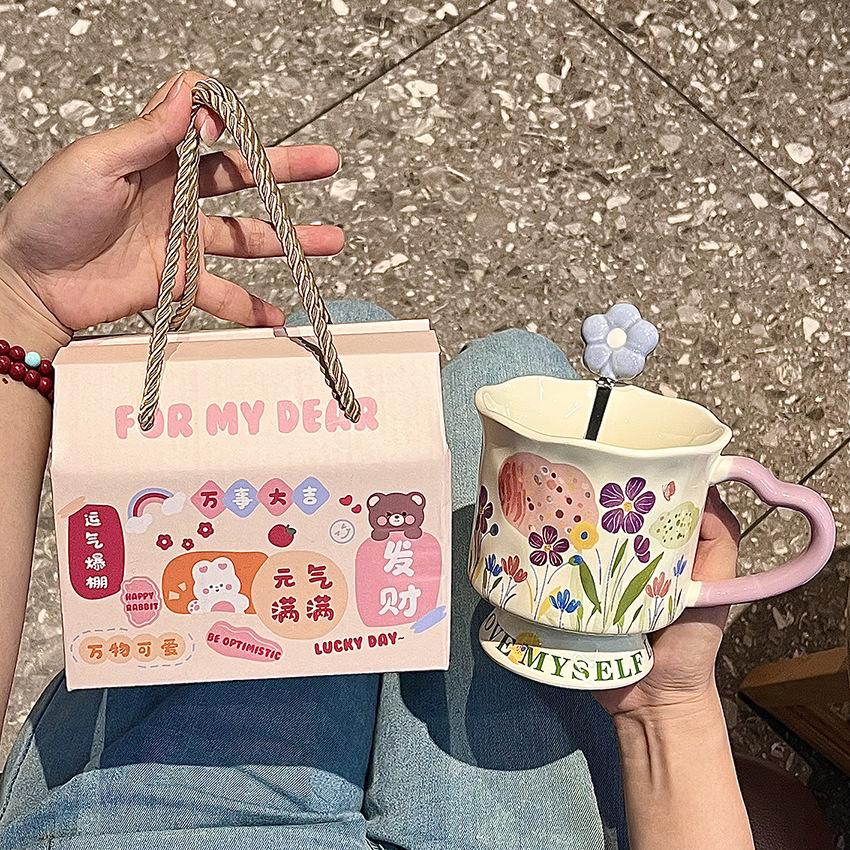 High-End Ceramic Cups, Niche Design Water Cups, Large-Capacity Coffee Cups, Mugs, And Gifts For Girls