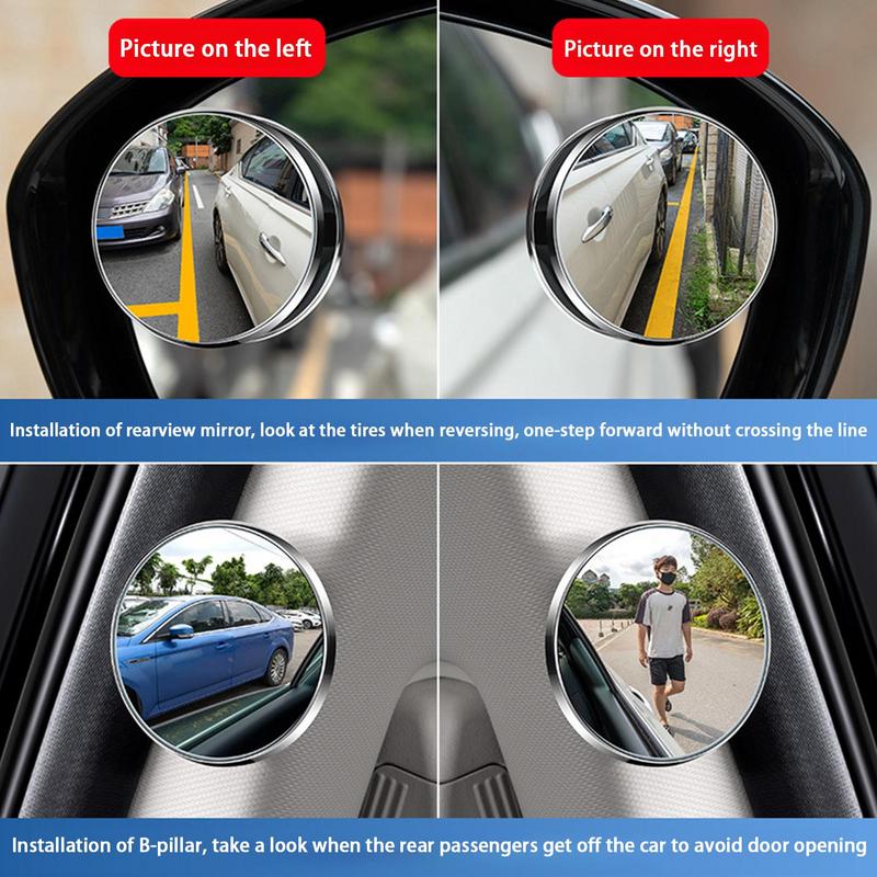Convex Mirrors Car 2pcs Ultra-Clear Car Convex Mirrors Rear View Mirrors Blind Side Mirrors Replacement Round Side By Side