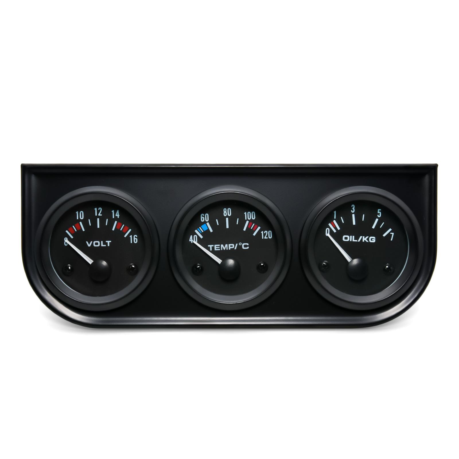 

Тройной комплект 52 мм, 3 в 1 Вольт, датчик температуры воды, датчик давления масла с температурой и;Датчик давления 3 In1 Автомобильный счетчик на 12 В BN