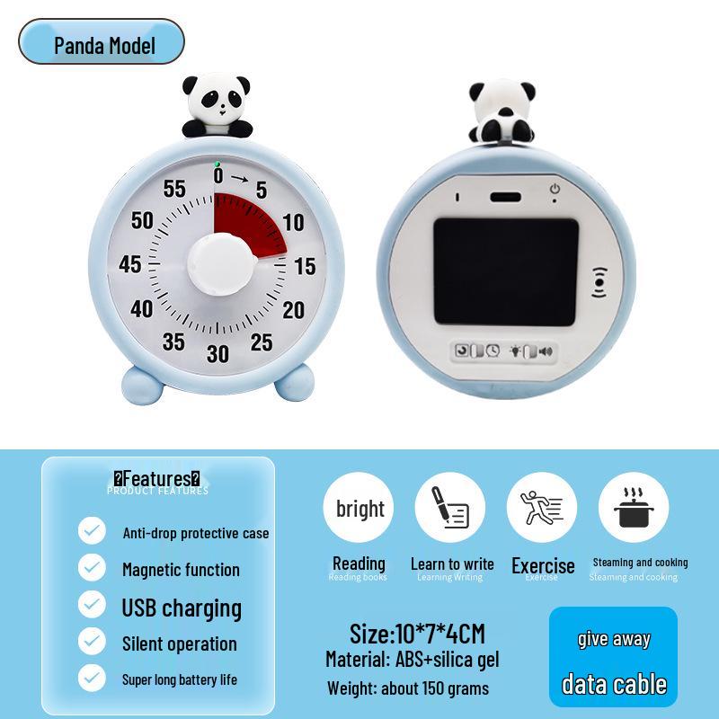 Silicone Panda Timer: Magnetic Charging & Reminder Clock for Home Use