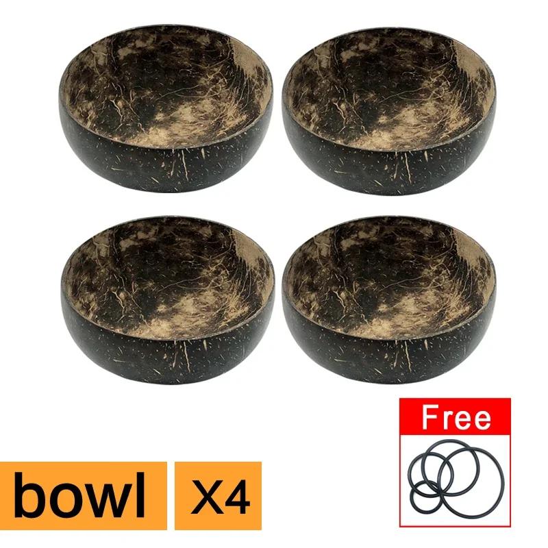4.5-6inch Natural Coconut Bowl Eco-friendly Soup Fruit Salad Set Noodle Rice Bowl Wooden Fruit Container Handicraft Kitchenware