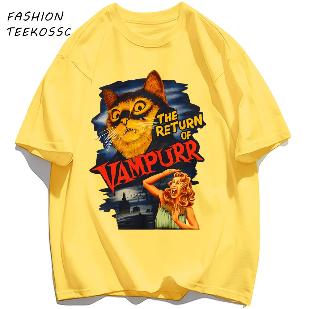 The Return Of Cat Print Men T Shirts AllMatch Soft Short Sleeve Hip Hop Fashion Summer Basics TShirt Unisex Cotton Loose Top