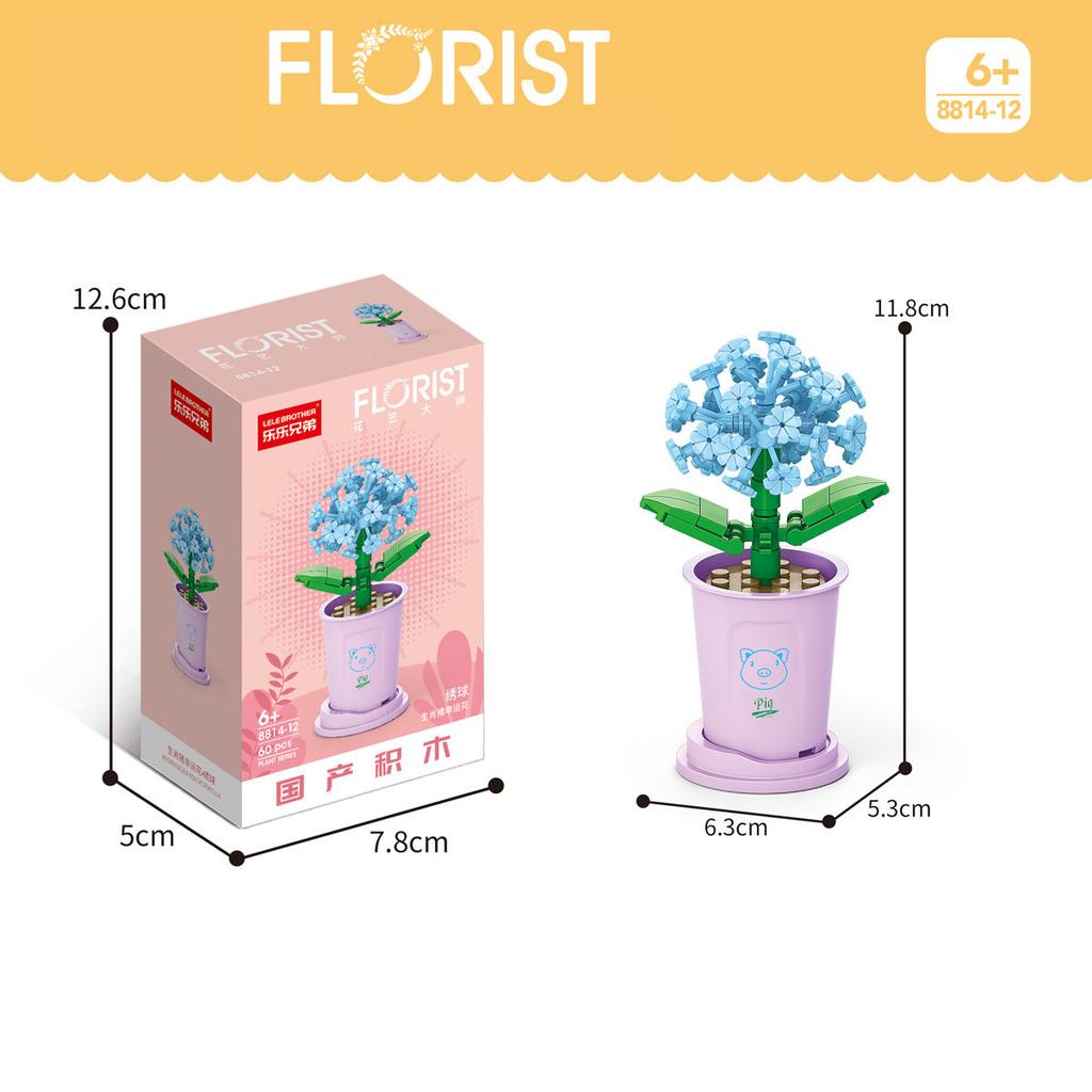 No Watering Building Blocks Succulents Potted Plants Bouquets, Rose Ornaments Small Particles Construction Toys Creative Gifts