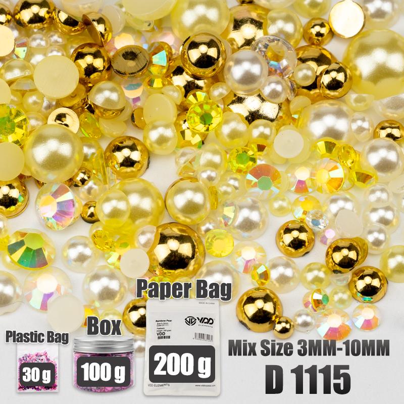 VDD 30/60/100/200g Mix Size ABS Half Round Pearls Flatback Beads Color Resin Rhinestone Crafts Nail Art DIY Decoration