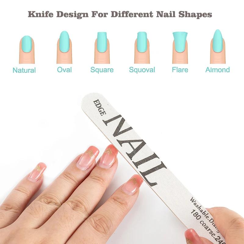 2PCS Double-sided Nail File 100/180/240 Grit Professional Sandpaper Cuticle Remover Buffer Files Manicure Tool Set