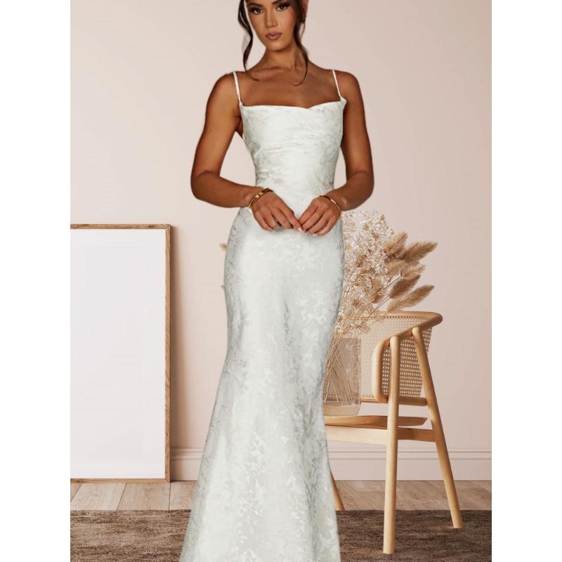Solid Color Temperament Lace-up Sleeveless Sundress Women's Summer New Personality Open Back Waist and Hip Fishtail Skirt