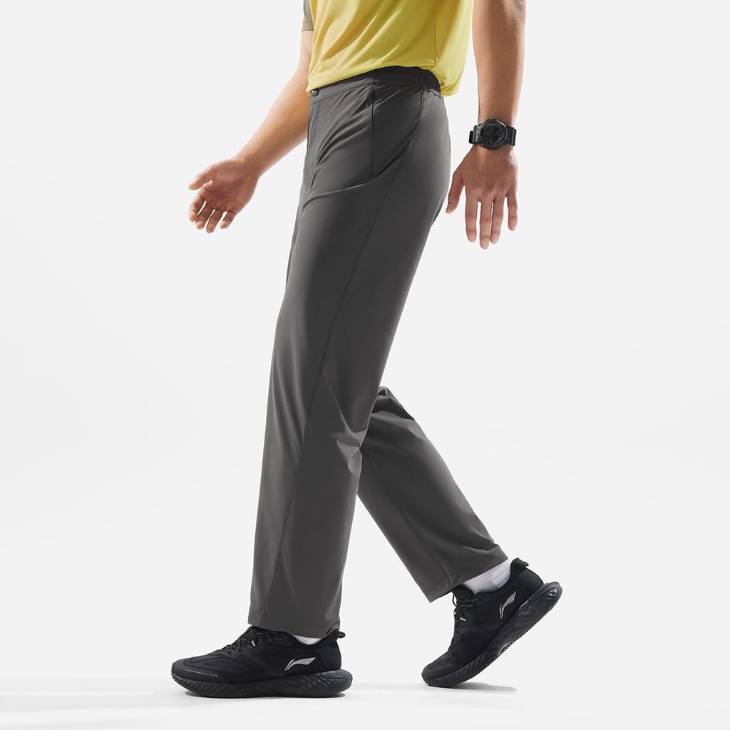 Li Ning Fitness Series Casual Ice Silk Quick-Dry Cool Comfortable Versatile Breathable Knitted Sports Pants Men Pants Slate-Gray AKYV175-4