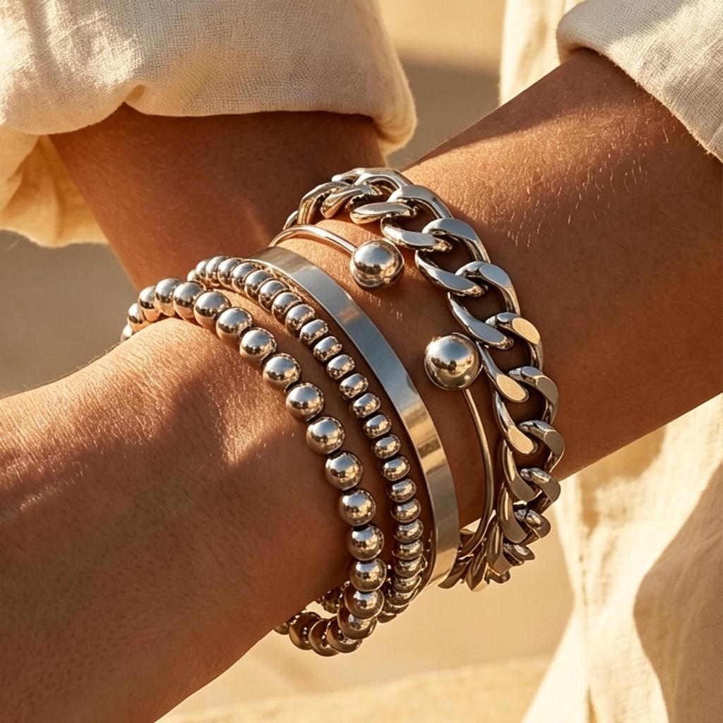 Europese & Amerikaanse Mode Geometrische Meerlaagse Gedraaide Armband Set - 10 Stuks