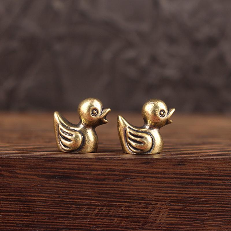 Deux Figurines de Canard en Laiton, Service à Thé Fait Main, Décorations de Table Basse sur le Thème des Animaux de Compagnie, Ornements de Bureau et Cadeaux Mignons de Canard
