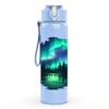 1PC Aurora Borealis Night Sky Scenery Print 750ml Color Plastic Sports Water Bottle Leakproof Flip Straw Lid Suitable for Sports Office Home Use