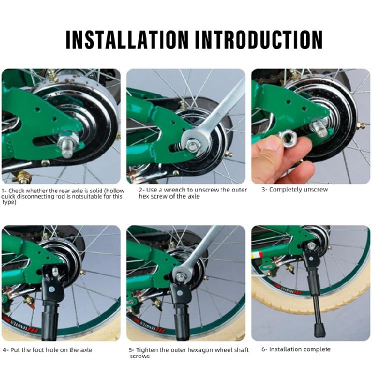 Kid Child Friendly Bicycles Kickstand Parking Stand Support Adjustable Side Stand with Nonslip End for Cyclist Stability