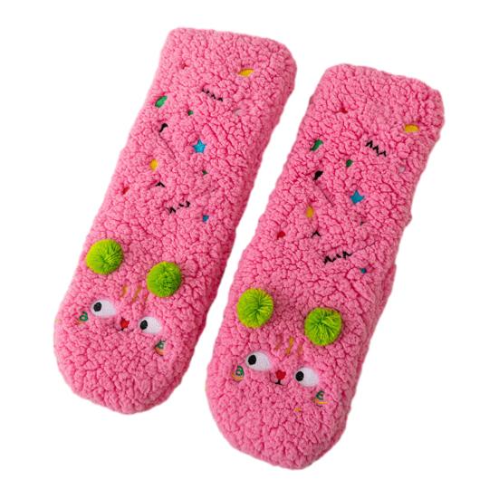 1 Paio Calzini da Pavimento in Peluche Spessi Caldi per Interni con Suola Antiscivolo