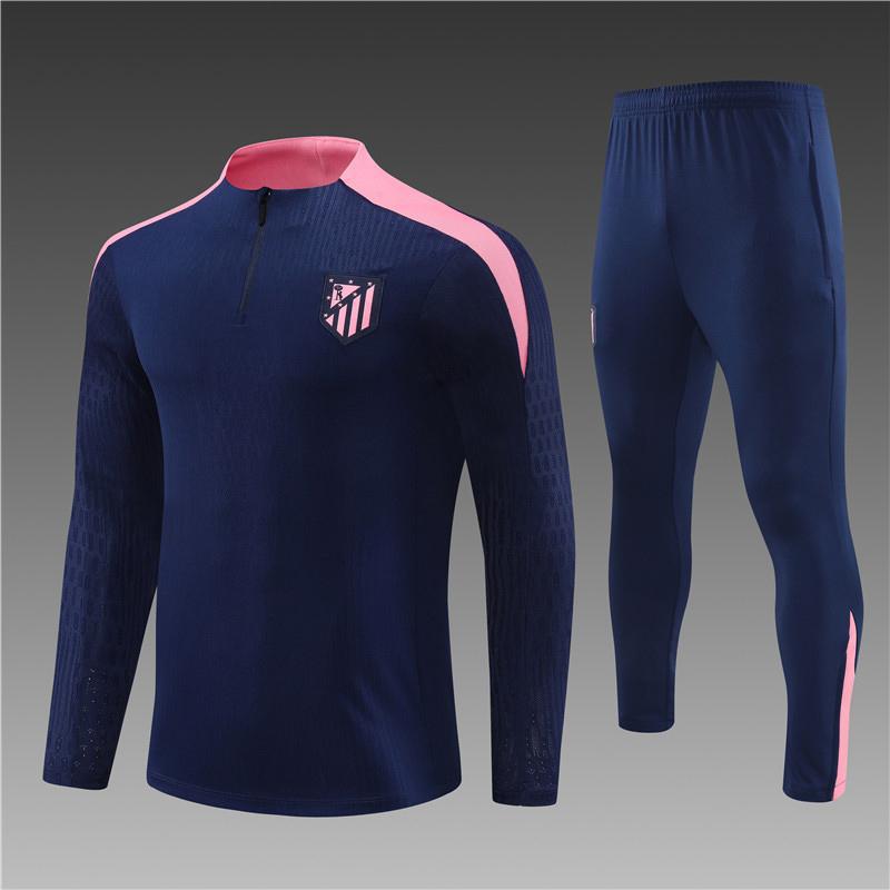 Atletico Madrid Football Suit, Long-Sleeved Half-Pull Warm-Up Before Autumn And Winter Games, Children'S Summer Short-Sleeved Training Suit