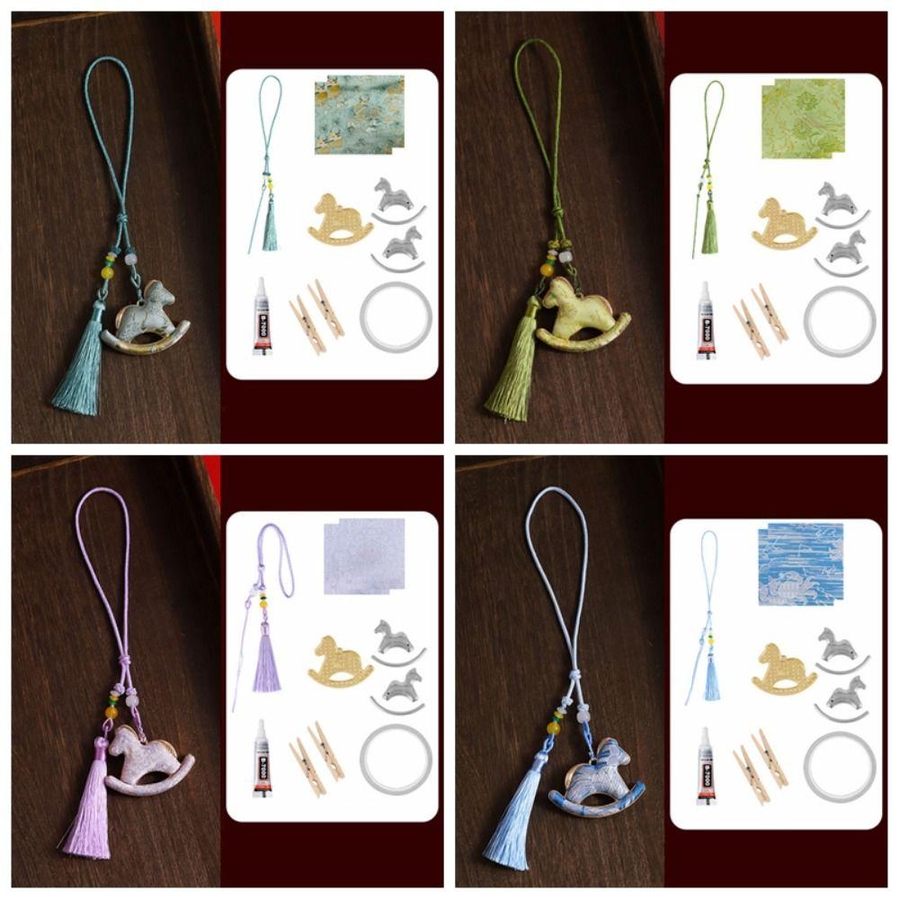 Material Kit DIY Horse Year Pendant Good Luck Tassel DIY Zodiac Horse Keychain Home Decor Handmade
