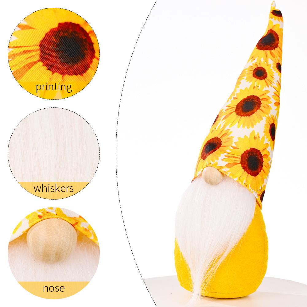 Sunflower No Whimsical Face Gnome Decoration In Yellow Floral Hat Ideal For Thanksgiving Christmas And