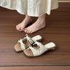 Fairy Wind Bow Outer Slippers Female 2025 Summer New Versatile Thick Heel Square Toe One-word Cool Slippers
