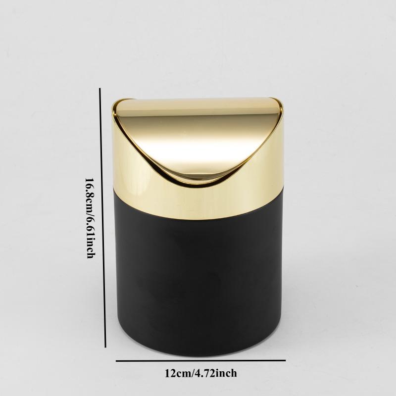 

Gold Desktop Garbage Bin 304 Stainless Steel Creative Storage Tube, Light Luxury Paper Basket with Lid Garbage Bin