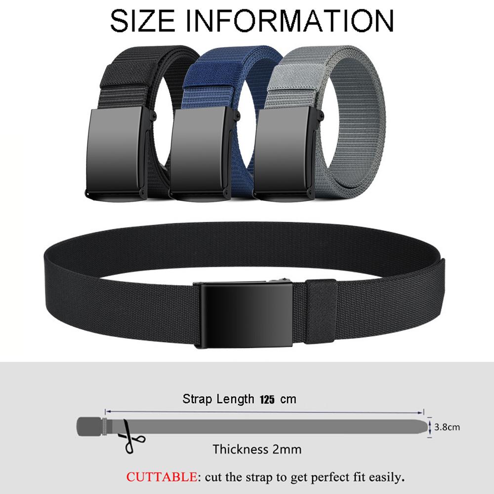 Newest Men's Belts Metal Buckle Automatic Tactical Belt Golf Canvas Workwear Casual Outdoor Military Training Pant Trousers Belt