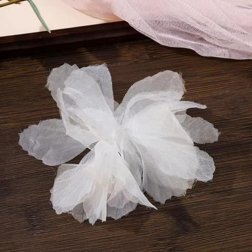 14cm 3D Organza Flowers DIY Silk Flower Lace Patches Applique Wedding Dress Accessories Gradient Lace Trim Sewing Accessories