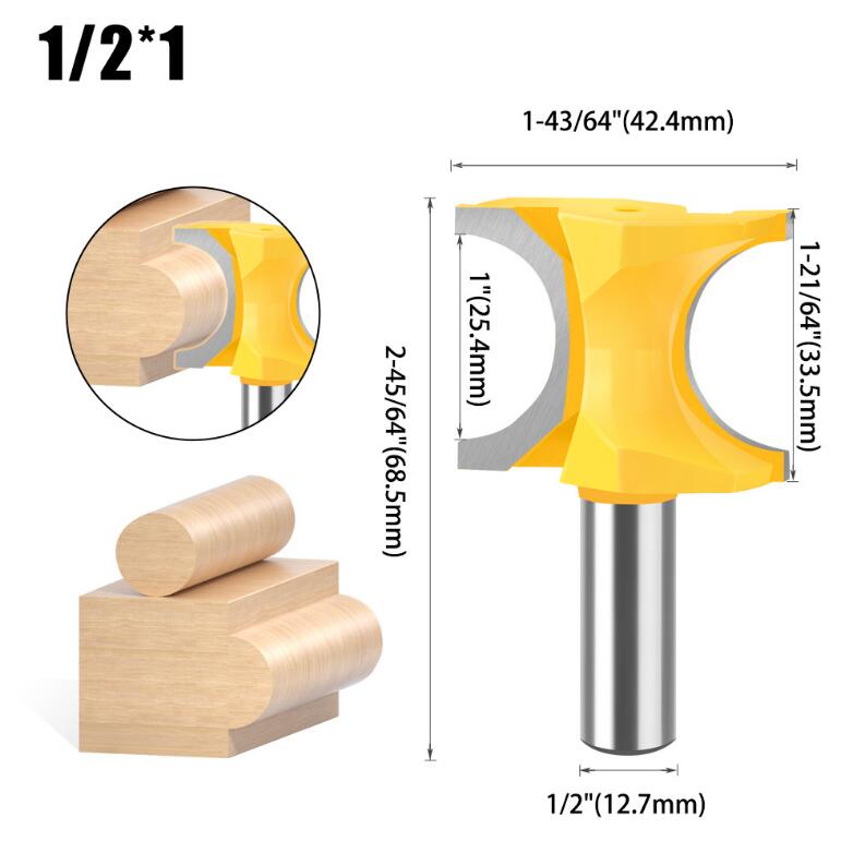 Half Round Side Cutter Bit Half Round Side Cutter Bit Woodworking Bit 1/4inch 1/2inch Shank