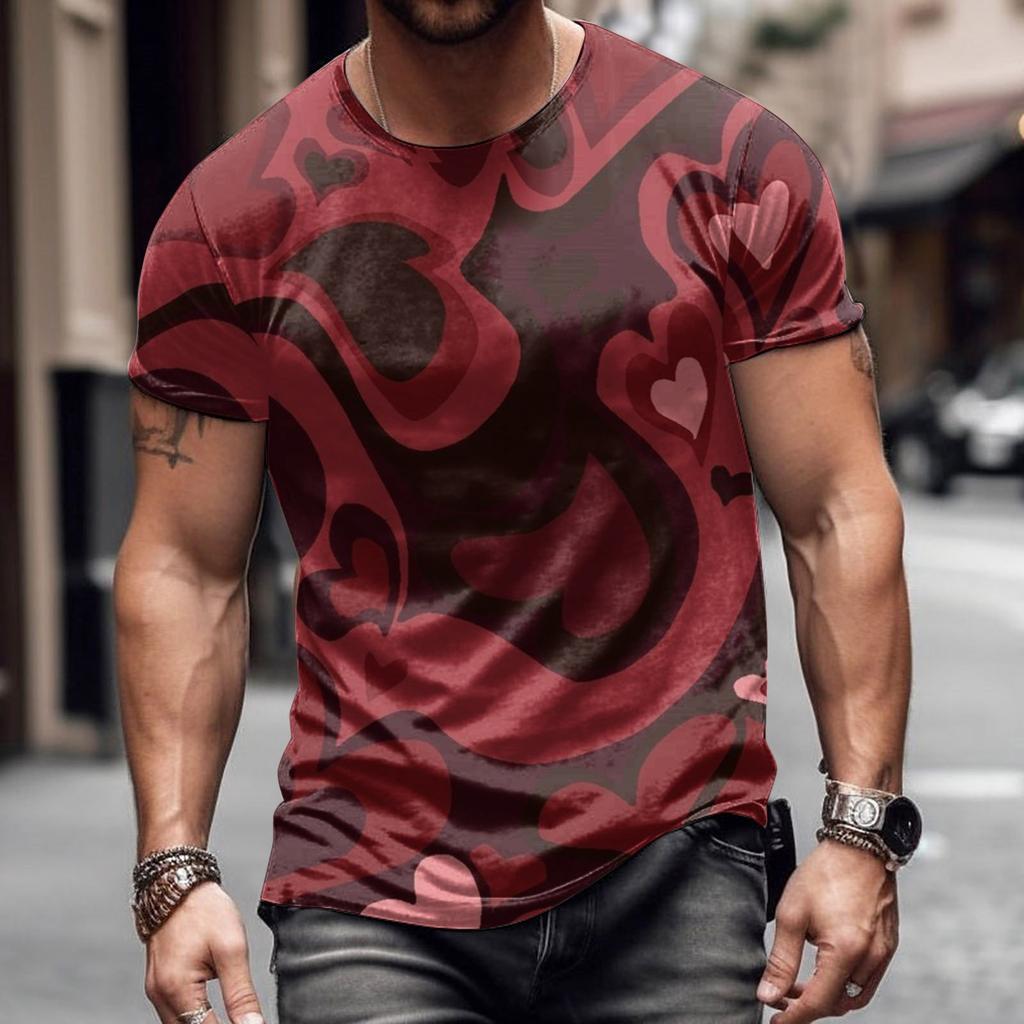 New Valentine's Day Colorful Love T Shirt 3D Print Men Women T-shirts Summer Round Neck Short Sleeve Tops Kids Tees Man Clothing