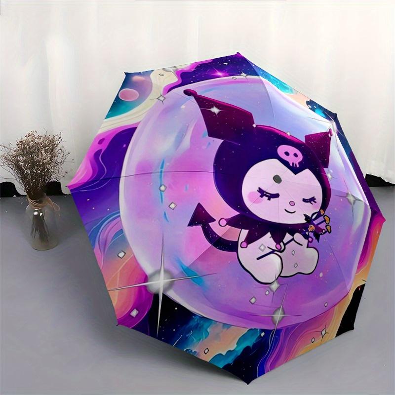 1pc Galaxy Kuromi Sanrio Pattern Automatic Umbrella is Fashionable and Good-Looking, a Portable 3-Fold Umbrella, Suitable for Travel and Daily Use, a