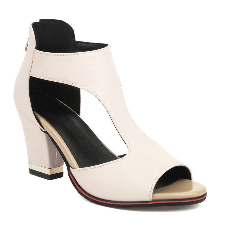Sandali Estivi Bocca di Pesce Taglia Grande 43 Zip Posteriore 40 Tacco Alto Scarpe da Donna 18H1 Bianco Nero Rosso