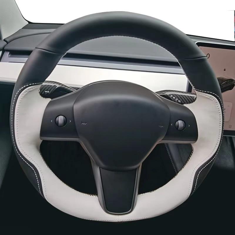 Car Steering Wheel Cover For Tesla Model 3 2017- ized Auto Interior Accessories White DIY Steering Wheel Braid