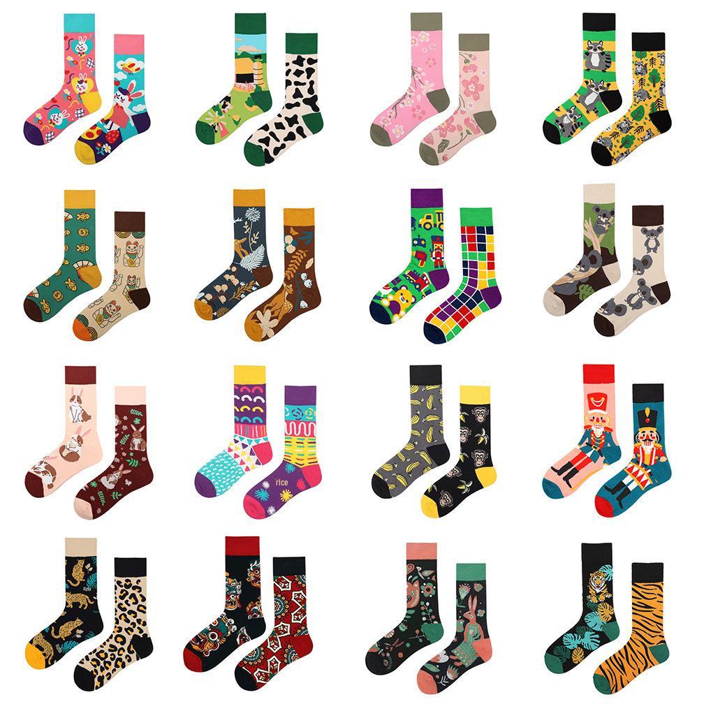 SMLSOX Summer Asymmetrical Mandarin Duck Couple Mid-Calf Colorful Christmas Cotton Fashion Socks