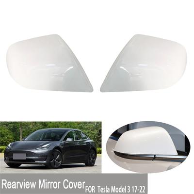 Perlweiße Rückspiegelabdeckung mit Totenkopfkappen, Paar für Tesla Model 3