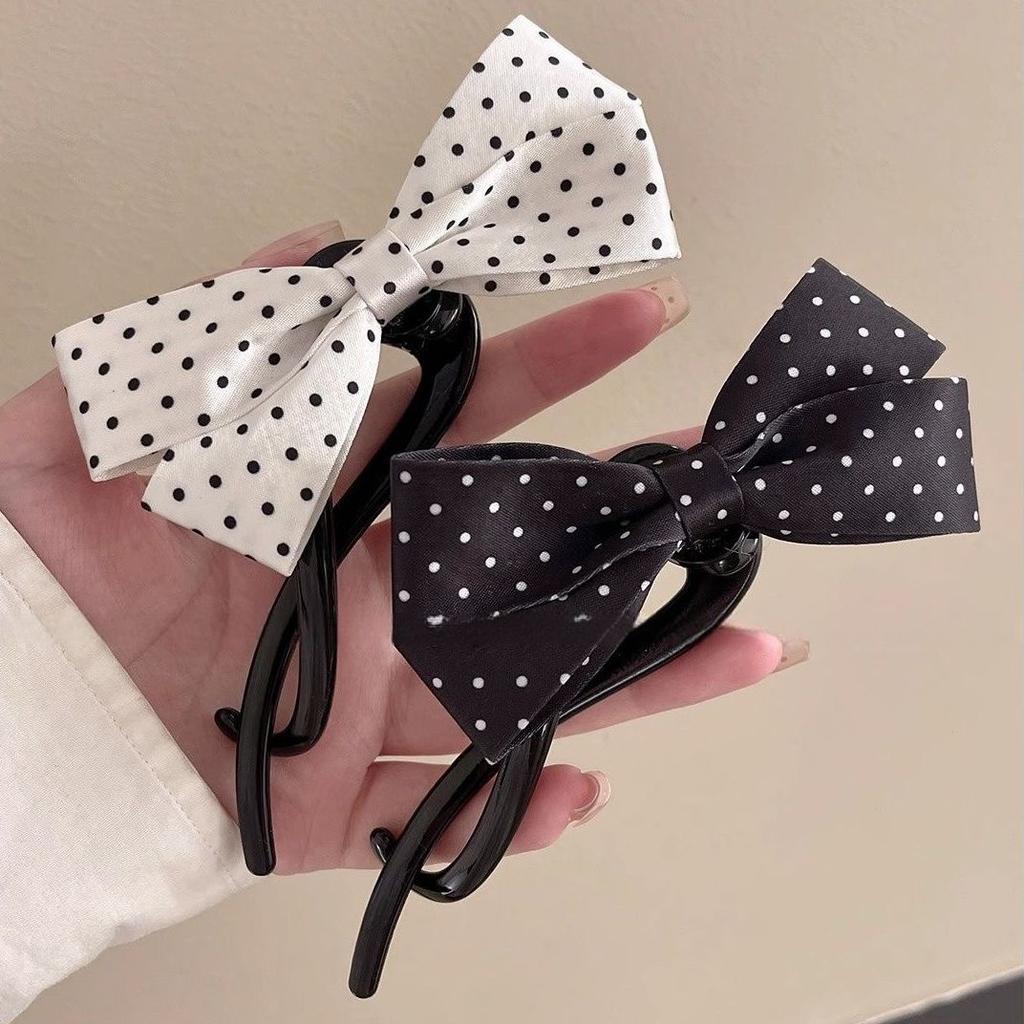 Elegant Dot Bow Hair Clips for Girls Satin Twist Hairpins Hairgrip Korea Back of Headwear Barrettes Women Hair Accessories