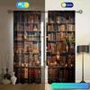 VIKAMA Blackout Curtains Vintage Bookshelf Art Print Curtains Study/Living Room/Bedroom Decorative Curtains Home Furnishings