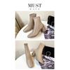 Women's Boots, Winter Square Head Back Zip Short Boots, Women's Chunky Heel Middle Heel Boots Women