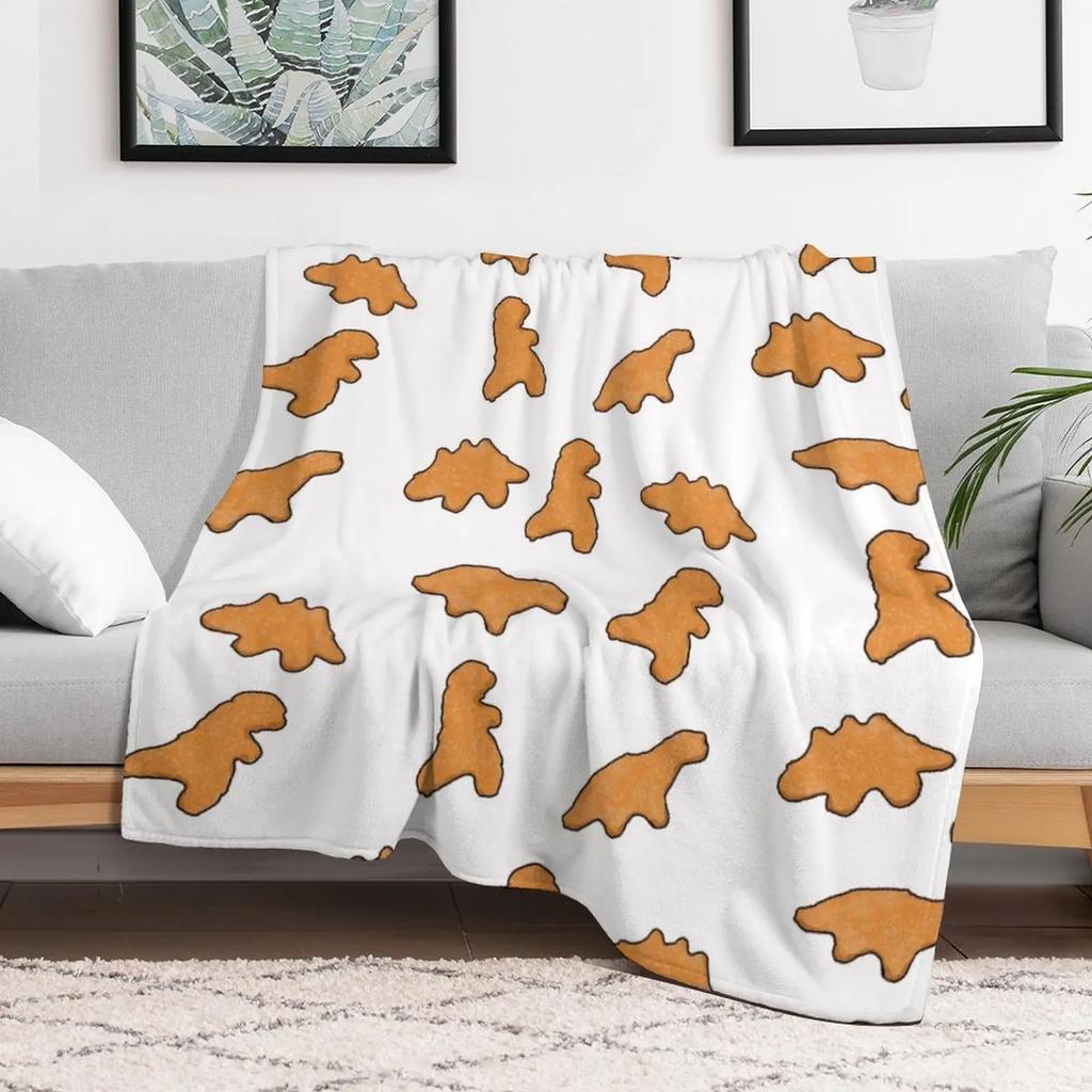 Dino Nuggets Throw Blanket Cozy Sofa Blanket for TV Watching Napping