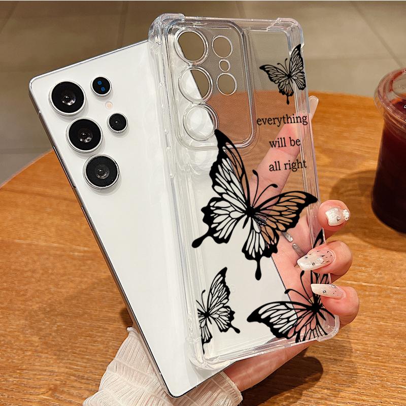 Simple Butterfly Print Phone Case For Samsung Galaxy A57 A37 A17 A56 A16 A55 A36 A26 A15 A35 A54 A53 Clear Shockproof Soft Cover