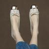 Fashion 2025 New Women's Pumps Fashion Low Heel Ballet Shoes Comfort Square Toe Shallow Lady Shoes Concise Metal Decorate Bowknot Flats