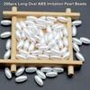 200Pcs Long Oval Abs Imitation Pearl Beads White Plastic Loose Spacer For Diy Jewelry Bracelets Necklaces Crafts Making Wedding
