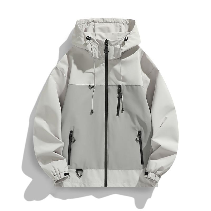Spring American Contrasting Hooded Jacket for Men and Women Couples Trendy Versatile Jacket Windproof Waterproof Jacket for Men