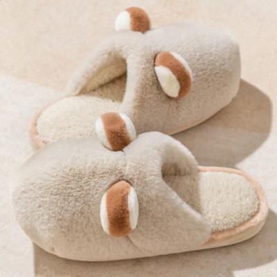 Moda chinelos de algodão para mulheres homens outono inverno casa piso sapatos antiderrapante macio pelúcia bonito orelha casais interior quente fofo chinelo